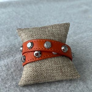 Michael Kors Orange Leather Double Wrap Studded Cuff Bracelet